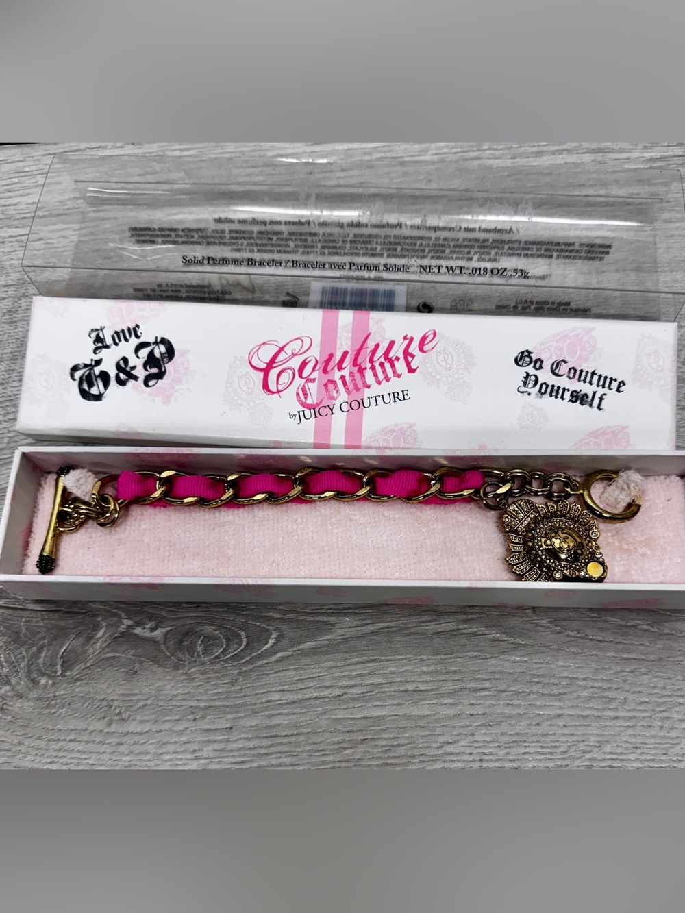 Vintage Juicy Couture Solid Perfume Charm Bracelet new
